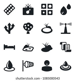 Set of vector isolated black icon - bomb in case vector, bed, wind, contract, water drop, pond, pills blister, patient, route, antenna, application, fruit tree