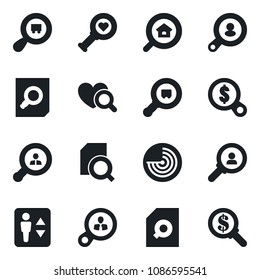 Set of vector isolated black icon - elevator vector, radar, document search, heart diagnostic, cargo, estate, client, consumer, money