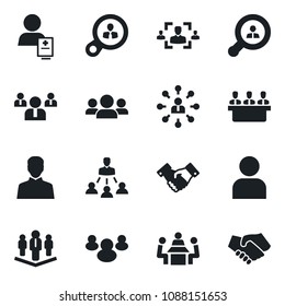 Set of vector isolated black icon - handshake vector, hierarchy, team, patient, group, user, hr, meeting, company, client search, consumer