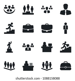 Set of vector isolated black icon - manager vector, pedestal, team, place, client, case, company, desk, career ladder, group