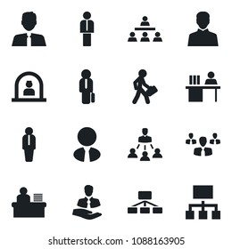 Set of vector isolated black icon - reception vector, manager, client, user, desk, hierarchy, estate agent, group