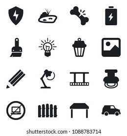 Set of vector isolated black icon - no laptop vector, fence, broken bone, film frame, gallery, protect, themes, desk lamp, pencil, stamp, pond, table, outdoor, battery, idea, car