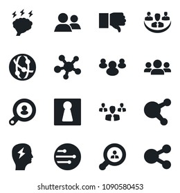 \Set of vector isolated black icon - female vector, brainstorm, network, share, group, finger down, company, client search, social media