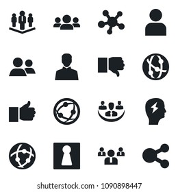 Set of vector isolated black icon - female vector, team, brainstorm, network, share, group, finger up, down, user, company, social media - Shutterstock ID 1090898447