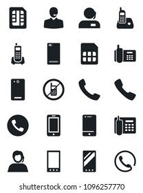 Set of vector isolated black icon - phone vector, no mobile, office, support, cell, radio, back, call, sim