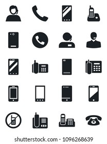 Set of vector isolated black icon - phone vector, no mobile, office, support, cell, radio, back, call