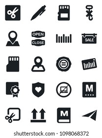 Set of vector isolated black icon - no laptop vector, pen, stamp, heart shield, navigation, pin, up side sign, hook, barcode, sd, cut, sertificate, sale, menu, open close, paper plane
