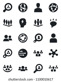 Set of vector isolated black icon - team vector, brainstorm, network, share, group, user, company, client search, consumer