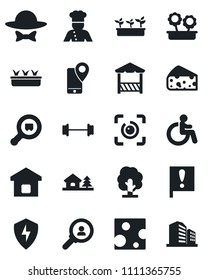 Set Of Vector Isolated Black Icon - Disabled Vector, Tree, Seedling, Barbell, Important Flag, Mobile Tracking, Search Cargo, Protect, Eye Id, House With, Smart Home, Flower In Pot, Cook, Dress Code