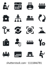 Set of vector isolated black icon - baggage conveyor vector, hierarchy, meeting, house, seedling, patient, term, no hook, update, calendar, root setup, printer, cafe building, eye scan, motivation
