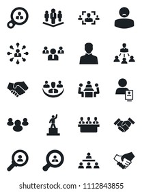 Set of vector isolated black icon - hierarchy vector, pedestal, team, patient, group, user, company, hr, meeting, handshake, client search, consumer