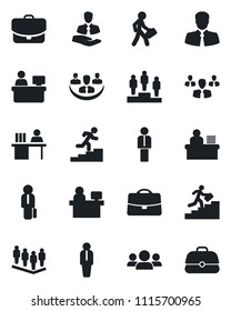 Set of vector isolated black icon - manager vector, pedestal, team, place, client, case, company, desk, career ladder, group