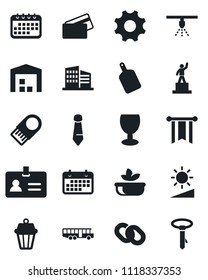 Set of vector isolated black icon - airport bus vector, identity, pedestal, tie, term, fragile, chain, settings, brightness, warehouse, office building, salad, credit card, cutting board, usb flash