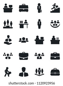 Set of vector isolated black icon - manager vector, pedestal, team, place, client, case, company, desk, career ladder, group