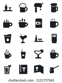 Set of vector isolated black icon - coffee machine vector, water supply, alcohol, wine card, drink, cocktail, phyto bar, beer, turkish