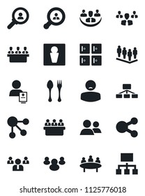 Set of vector isolated black icon - spoon and fork vector, male, checkroom, team, meeting, patient, group, company, client search, consumer, social media, hierarchy