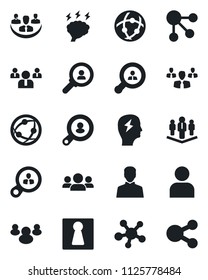 Set of vector isolated black icon - female vector, team, brainstorm, network, share, group, user, company, client search, consumer, social media