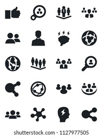 Set Of Vector Isolated Black Icon - Team Vector, Brainstorm, Network, Share, Group, Finger Up, User, Company, Consumer Search, Social Media