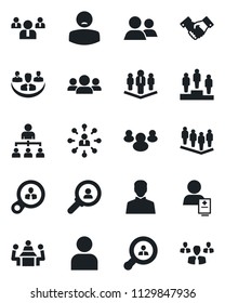 Set of vector isolated black icon - handshake vector, hierarchy, pedestal, team, patient, group, user, company, meeting, client search, consumer