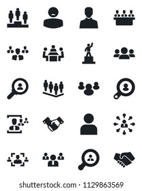 Set of vector isolated black icon - handshake vector, hierarchy, pedestal, team, patient, group, user, hr, meeting, client search, consumer