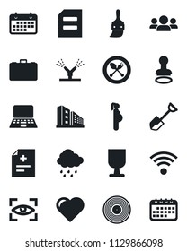 Set of vector isolated black icon - spoon and fork vector, stamp, case, notebook pc, document, shovel, rain, heart, diagnosis, pregnancy, term, fragile, vinyl, themes, office building, wireless