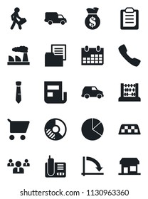Set of vector isolated black icon - taxi vector, team, abacus, crisis graph, calendar, factory, circle chart, car delivery, folder document, radio phone, call, clipboard, pie, news, tie, manager