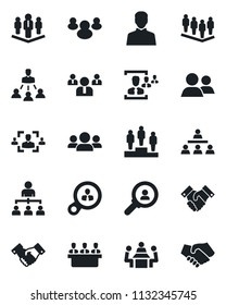 Set of vector isolated black icon - handshake vector, hierarchy, pedestal, team, group, user, hr, meeting, company, consumer search