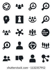 Set of vector isolated black icon - female vector, team, brainstorm, network, share, group, finger down, user, company, client search, consumer, social media