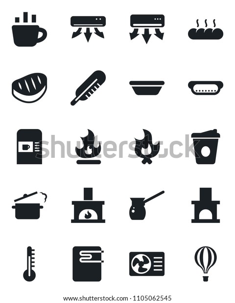 Set Vector Isolated Black Icon Coffee Stock Vector Royalty Free