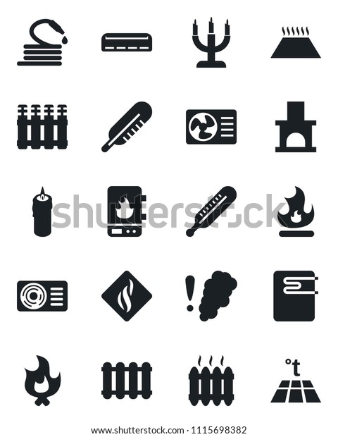 Set Vector Isolated Black Icon Fire Stock Vector Royalty Free