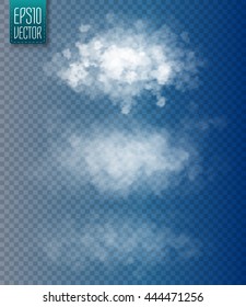 Set of vector isolated clouds. Transparent special effect