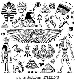 Set of Vector isolated Egypt symbols and objects
