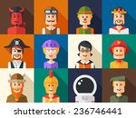 Set of vector isolated flat design people icon avatars for social network