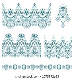 Set of vector isolated  floral decorative vignettes on white background