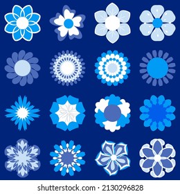 set of vector isolated flower icons