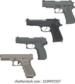 Conjunto de ilustraciones aisladas de vectores de armas militares de combate modernas, pistolas de policía.