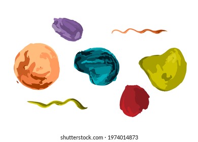 Set of vector isolated liquid drops, abstract shapes for poster design or flyer background, banner template. Geometric shapes with dynamic colors
