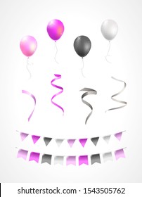 Set of Vector Isolated Party Elements on White Background