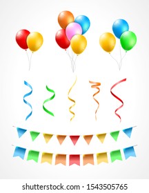 Set of Vector Isolated Party Elements on White Background