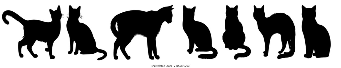 Set of vector isolated silhouettes of cats for your design
