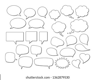 Set of vector isolated speech bubbles. 