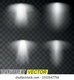 Set of vector isolated spotlights. Stage light on transparent background