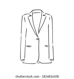 Set of vector isolated women s jackets, front view, women's blazer, vector sketch illustration