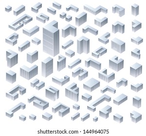 Set of vector isometric modern houses