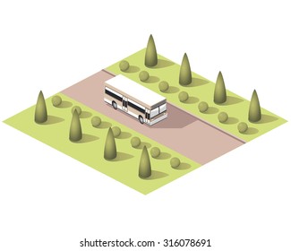 Set vector isometric tile buildings and other structures with areas and elements of the landscape
