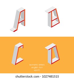 Set of vector isometry letters A B C D. Font part, good for lettering and writing quotes