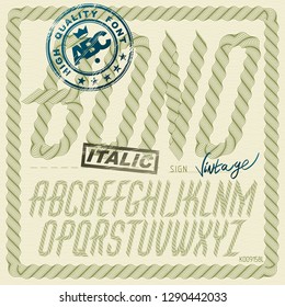Set of vector italic condensed  capital alphabet letters isolated created using guilloche ornate, decorate waves. For use as bank notes or bonds design.