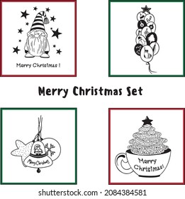 conjunto de objetos vectoriales para navidad y Año Nuevo impreso en tela impresa en postales vacaciones invierno diciembre santa claus navidad juguetes