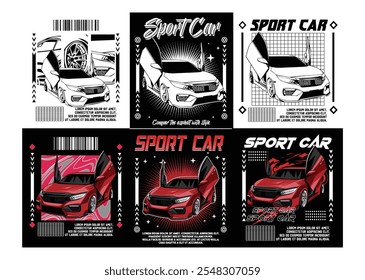 set vector japan sport car door open