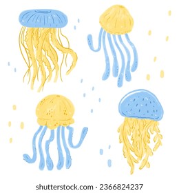 Establecer el vector del estilo dibujado por la mano de la medusa